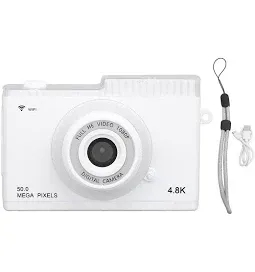 Cámara Digital Compacta Retro 48m 1080p Zoom 8x Wifi Mp3 Filtros Marcos Blanco