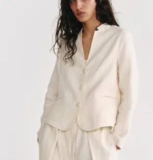 Mujer Zara Blazer Lino 100% Zw Collection